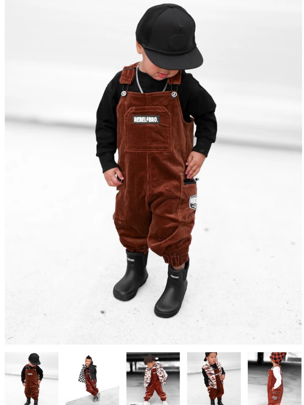 Rebel Bro Overalls in Rust Corduroy- 6-7T